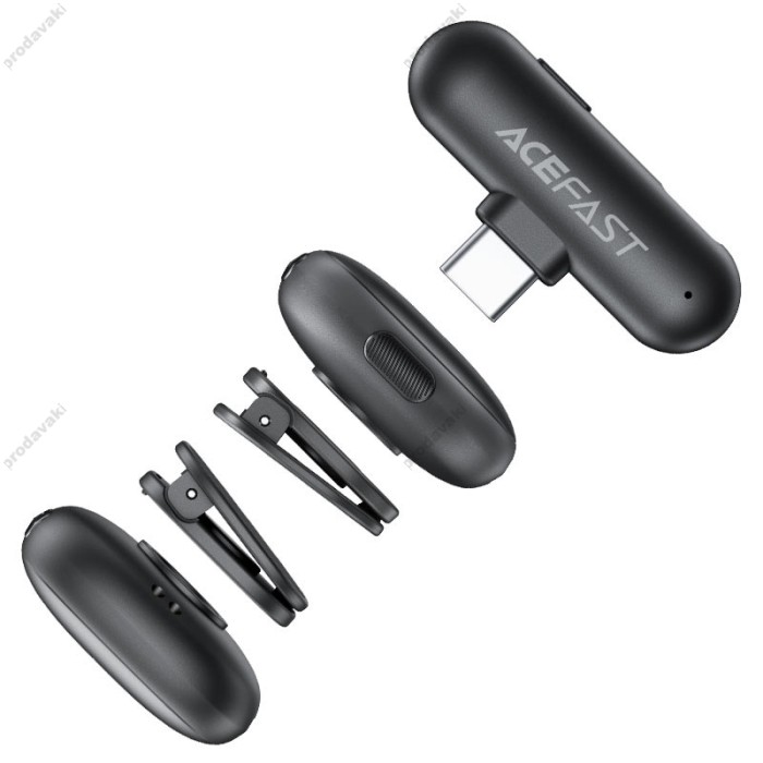 Бездротовий мікрофон ACEFAST R1 wireless lavalier microphones AI Type-C 2 мікрофона Black